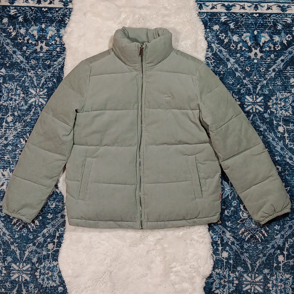 Levi's Zoe corduroy quilted puffer jacket women's warm winter coat sz medium